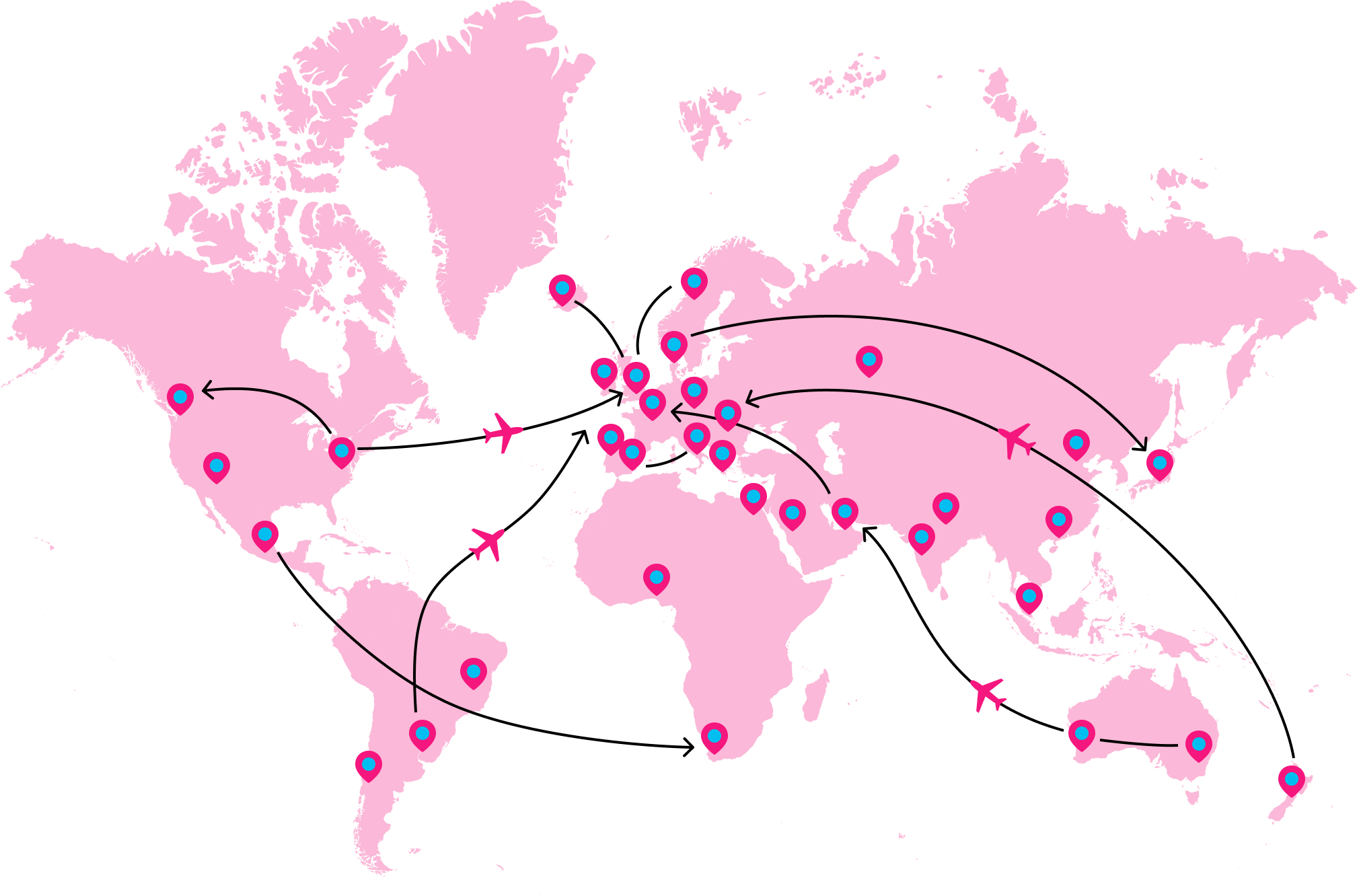 Map of locations where we've supported events